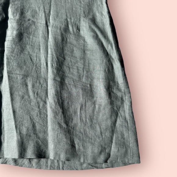 Women’s Boden Military Green Light Blue Embroidered Collar Linen Dress Size 12 - Picture 3 of 16